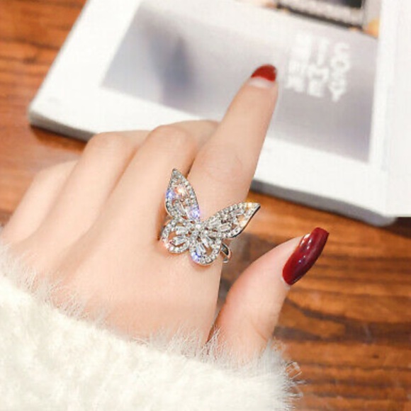 Jewelry - Gorgeous Butterfly 925 Silver Ring Size Adjustable